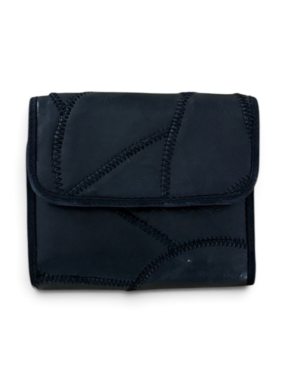 Black Leather Patchwork Bi-Fold Wallet